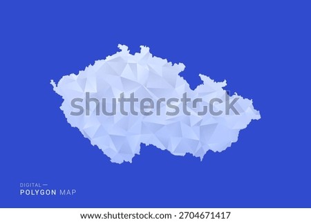 czech republic Map - Polygon Style Vector Illustration in Blue and White Gradient, Low Poly Geometric Design, Isolated on Solid Background for Infographics and Digital Use.