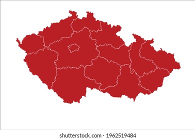 Czech Republic Map Red Color on White Backgound
