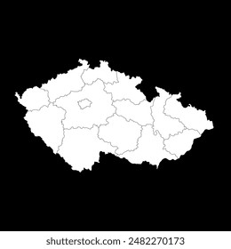 Czech Republic map with regions. Vector illustration.