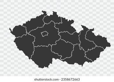 Czech Republic Map Shadow Color on White Background quality files Png
