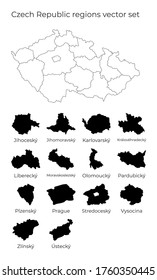 Mapa de la República Checa con formas de regiones. Mapa vectorial en blanco del País con regiones. Fronteras del país para tu infografía. Ilustración vectorial.
