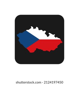 Czech Republic map silhouette with flag on black background