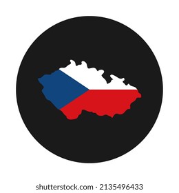 Czech Republic map silhouette with flag on black background