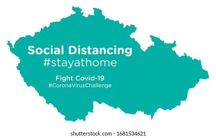 Tschechische Republik Karte mit Social Distance #stayathome Tag