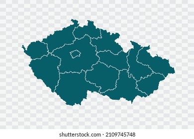 Mapa de la República Checa Color verde del Teal en la tabla de fondo
