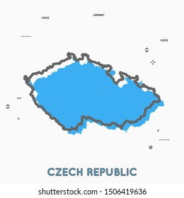 Czech Republic map in thin line style with small geometric figures. Vector illustration modern concept
