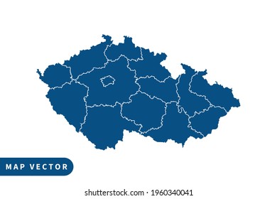 Mapa vectorial de la República Checa, color azul. sobre fondo blanco. vector eps 10.