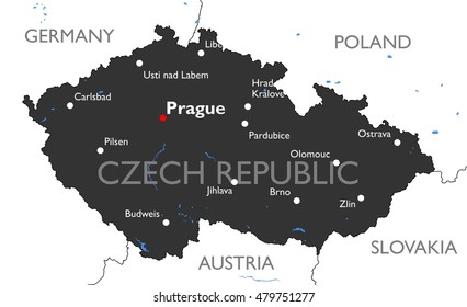 Czech Republic Map | Vector Detailed Color Czech Republic Map