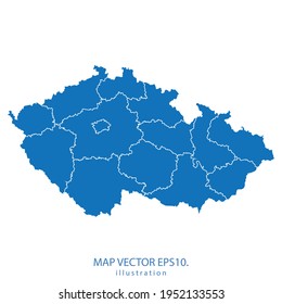 czech Republic map vector EPS.10 blue color. on white background .