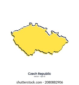 Diseño de la plantilla de ilustración de vector de mapas de la República Checa. Estilo de esquema.