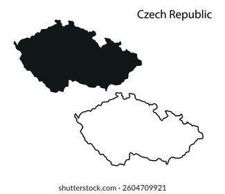 Czech Republic map vector illustration, Czech Republic map silhouette, Czech Republic country Landscape, Black and white Czech Republic map