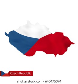 Czech Republic map with waving flag of Czech Republic. Vector illustration.