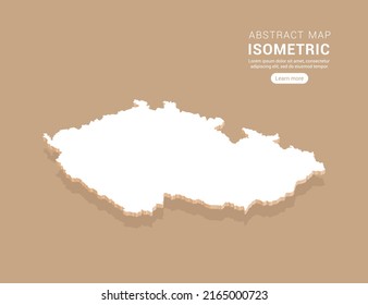 Czech Republic map white on brown background with isometric vector.