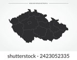 Czech Republic Map - World Map International vector template with High detailed with black and white outline color isolated on white background - Vector illustration eps 10