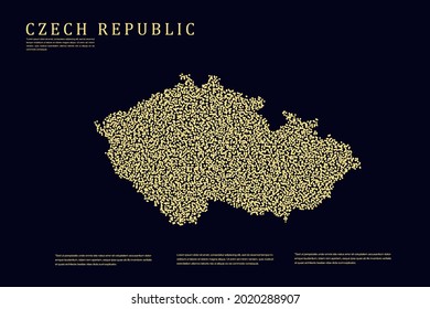 Czech Republic Map - World Map International vector template with Gold grid on dark background for banner, website, infographic, education - Vector illustration eps 10