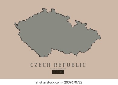 Czech Republic Map - World Map International vector template with old classic style and gray color on map isolated on brown background - Vector illustration eps 10 