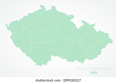 Czech Republic Map - World Map International vector template with High detailed including green and white outline color isolated on white background - Vector illustration eps 10