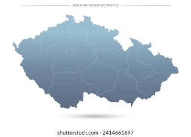 Czech Republic Map - World Map International vector template with High detailed including grey and blue gradient color and white outline color isolated on white background - Vector illustration eps 10