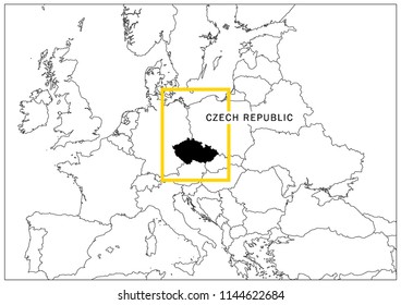 Czech Republic map yellow frame geography national 