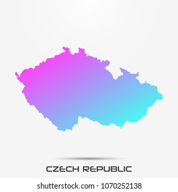 Czech Republic map,border with pink and turquoise gradient. Vector illustration