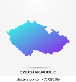 Czech Republic map,border with purple,turquoise gradient. Vector illustration