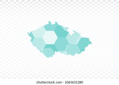 Czech Republic map-Polygonal map is made of colorful hexagons using the gradient method. On a plain background. Vector illustration eps 10.