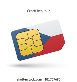 Czech Republic mobile phone sim card with flag. Vector illustration.