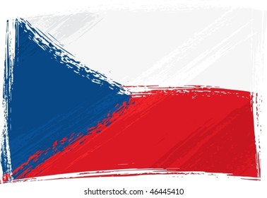 Czech Republic national flag created in grunge style