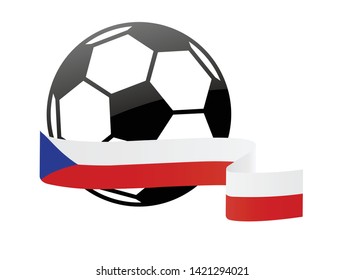 Czech Republic national flag football icon . Czech Republic football championship banner. Simple vector Czech Republic flag