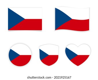 czech republic national flag icon with shield and heart badge