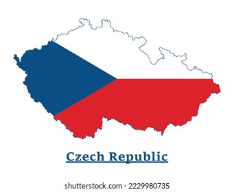 Diseño Del Mapa De Bandera Nacional De La República Checa, Ilustración De La Bandera Del País Checo Dentro Del Mapa