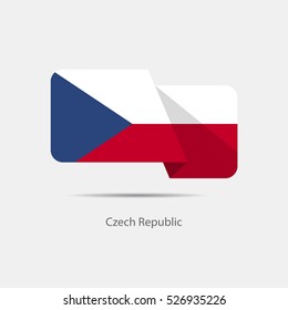 Czech Republic national flag on a white background with shadow. vector illustration