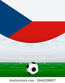 Czech Republic National Football Theme, Stadium and Soccer Ball. Soccer Match Concept in Czech Republic. 