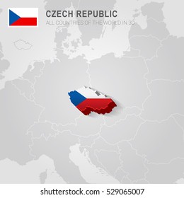 Czech Republic and neighboring countries. Europe administrative map.