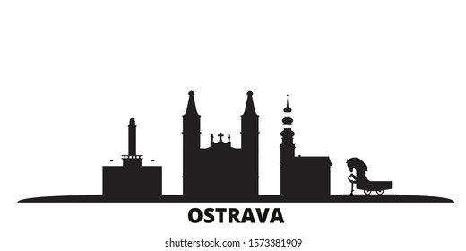 Czech Republic, Ostrava city skyline isolated vector illustration. Czech Republic, Ostrava travel black cityscape