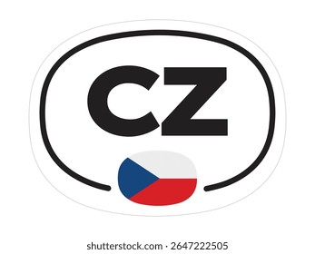 Czech Republic Oval Country Code Sticker – CZ with National Flag – High Quality Vectorial Stock Image