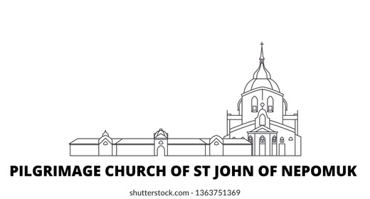 Czech Republic, Pilgrimage Church Of St John Of Nepomuk line travel skyline set. Czech Republic, Pilgrimage Church Of St John Of Nepomuk outline city vector illustration, symbol, travel sights