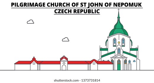 Czech Republic , Pilgrimage Church Of St John Of Nepomuk ,  travel skyline vector illustration. 