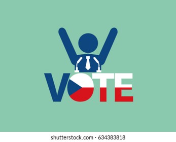 Czech Republic Podium Politician Celebrate Vote