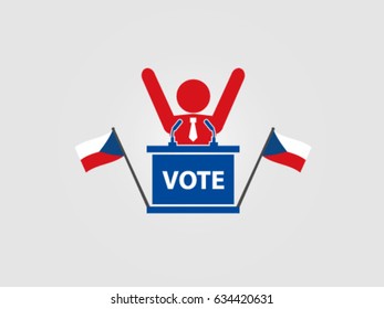 Czech Republic Podium Politician Celebrate Poll
