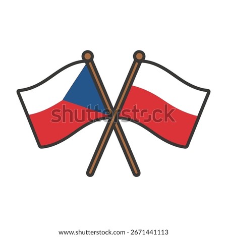 Czech Republic and Poland cross flags vector on white background
Vector country flags intersecting