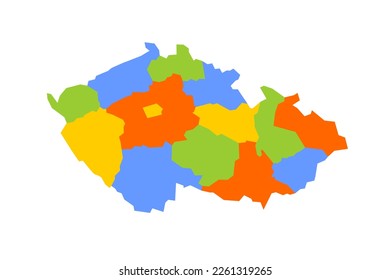 Czech Republic political map of administrative divisions - regions. Blank colorful vector map.
