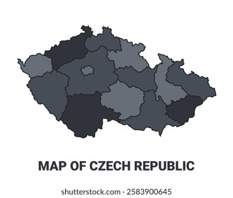 Czech Republic political map border of regions outline vector set