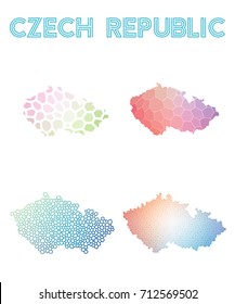 Czech Republic polygonal map. Mosaic style maps collection. Bright abstract tessellation, geometric, low poly, modern design. Czech Republic polygonal maps for infographics or presentation.