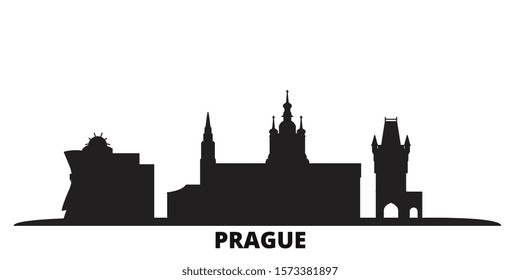 Czech Republic, Prague City city skyline isolated vector illustration. Czech Republic, Prague City travel black cityscape