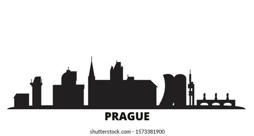 Czech Republic, Prague city skyline isolated vector illustration. Czech Republic, Prague travel black cityscape