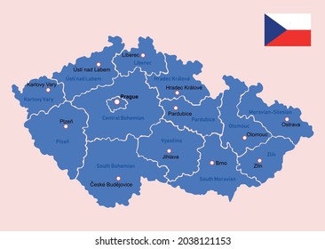Czech republic regions map. Vector illustration