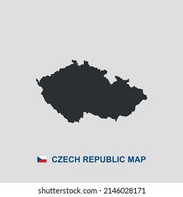 Mapa sencillo de la República Checa, icono del vector blanco y negro.