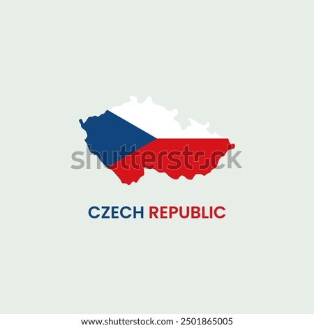 Czech Republic simple vector map outline. Czech Republic national flag map design illustration of Czechia country flag inside the map vector.