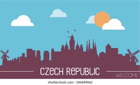 Czech Republic skyline silhouette flat design vector illustration